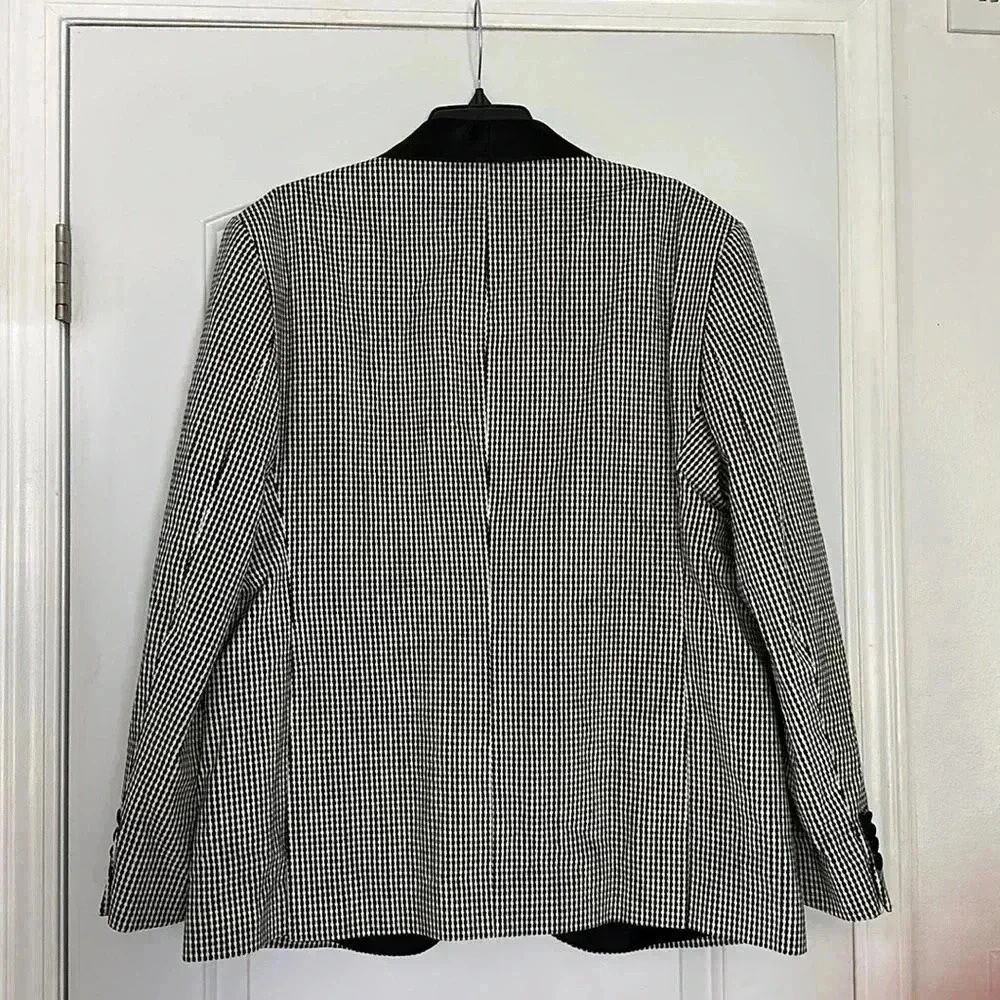NWT Ron Tomson N° R180S Italian Velvet Satin Shawl Lapel Tuxedo- Houndstooth 46R - Picture 13 of 16